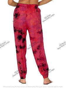 กางเกงทรงฮาเร็มทรงตรงย้อมสีย้อมผ้าคอตตอนใส่สบายสไตล์ฮิปปี้โบโฮเลกกิ้งเอวต่ำสไตล์ลำลองฤดูร้อนสำหรับผู้หญิงฟรีไซส์ - Product Image 5