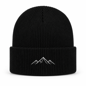 Gorro de Punto Acrílico Negro con Borde Acanalado, Bordado con Pico de Montaña, Unisex, para Invierno, Suministro Continuo - Product Image 1