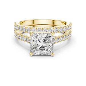 Conjunto de Anillos de Boda con Diamante de Laboratorio Corte Princesa de 2.46 CT, Claridad VVS-VS EF, Oro de 18KT/14KT/10KT, Plata 925, Oro Rosa/Amarillo/Blanco - Product Image 1
