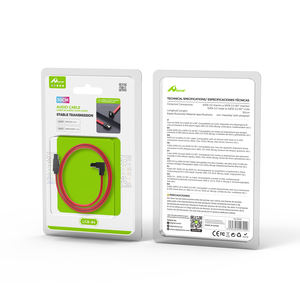 Cable DE DATOS SATA de 50cm para HDD SSD 6Gbps con clip de metal 1x recto + 1x conector de tipo doméstico de 90 ° rojo con conectores de ángulo recto - Product Image 1