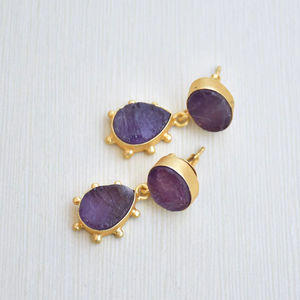 Boucles d'oreilles pendantes en laiton en gros, fabriquées à la main, semi-précieuses, plaquées or, style tendance, haute qualité - Product Image 3