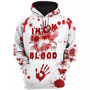 Horror Fiesta de Halloween Sudaderas gráficas Patrones sangrientos hombre hoodi Sudaderas con capucha para hombres Ropa I'm Fine Blood Stained Y2k Pullover - Product Image 2