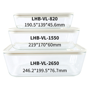 Lot de 3 récipients en verre de haute qualité pour la préparation des repas avec couvercles hermétiques chauffés pour toute occasion pour le stockage de la cuisine - Product Image 2