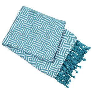 Premium Quality 100% Cotton Sea Blue Throw Blankets For Sofa Chair Bed Everyday Use Well Crafted for Durability Sustainable Soft - Product Image 1
