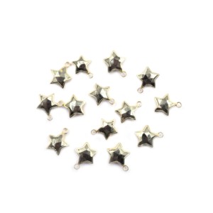 Dijes de metal chapados en oro con forma de estrella de pirita natural con engaste para la elaboración de collares y pulseras - Product Image 1