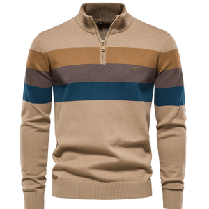 Suéter de cuello alto para hombre, informal, con cremallera, de algodón, tejido, a la moda, para invierno. - Product Image 3