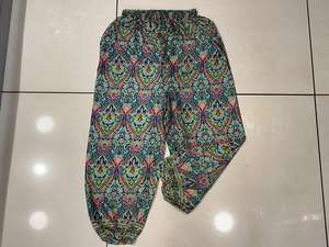 Lady's Comfy Floral Print Silk Harem <b>Pant</b> Bohemian <b>Hippie</b> Style Baggy Yoga Wear with Elastic Waist Featuring Logo Decoration - Product Image 2