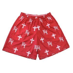 Design personnalisé High Street Solid Mesh Croix Shorts Noir/Blanc pour hommes Transfert de chaleur Imprimé avec poches à fermeture à cordon de serrage - Product Image 4