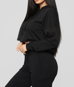 Sudadera con Capucha Corta Informal de Invierno para Mujer al por Mayor, Sudadera de Forro Polar con Logotipo Frontal, Sudadera con Capucha para Gimnasio y Fitness - Product Image 2