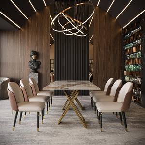 Chaises de salle à manger de style mid-century modern avec revêtement en similicuir et pieds en bois et métal - Mobilier d'intérieur - Product Image 2