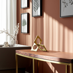 Sculpture de bureau en métal de forme antique polie or de luxe pour le bureau, le salon et l'accentuation de la maison - Product Image 4