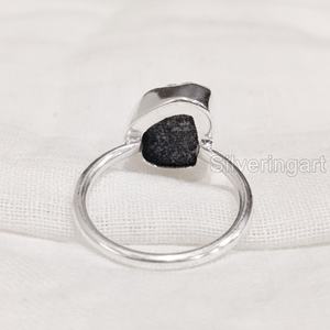 Anillo de Plata de Ley 925 con Zafiro Azul Natural en Bruto para Mujer, Joyería de Piedra Natural, Anillo Liso con Gema de Nacimiento de Septiembre - Product Image 5