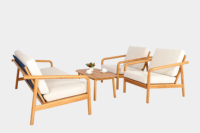 Juego de Sofás de Salón de Estilo Moderno de 4 Piezas, Mesa y Sillas de Madera de Acacia, Muebles para el Hogar de Estilo Nuevo para Sala de Estar