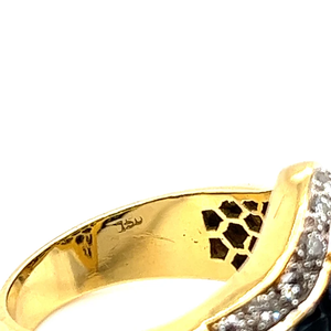 แหวนพลอยแซฟไฟร์ประดับเพชรและพลอยสีฟ้าประดับอัญมณีสีเหลืองขนาด18K สำหรับการหมั้นหรือเป็นของขวัญเครื่องประดับแฟชั่นสตรี - Product Image 3