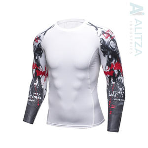 Rashguard MMA BJJ à manches longues respirant, design personnalisé, OEM avec votre logo, polyester/nylon - Product Image 4