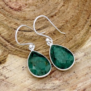 Best Quality 925 <b>Sterling</b> <b>Silver</b> Gold Plated Trendy Drop Earrings Women Emerald Gemstone Dangle Wedding Jewelry Third Party - Product Image 3