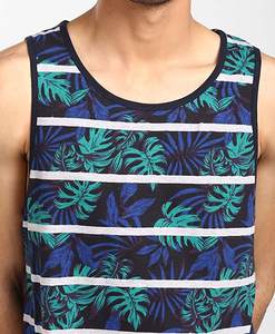 Débardeur pour homme de haute qualité, imprimé sur mesure, couleur unie, col rond, tissu tricoté 100% coton, séchage rapide, pour la plage - Product Image 4