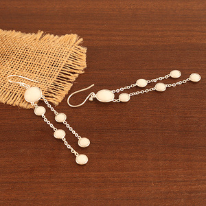 Boucles d'oreilles mode personnalisées pour femmes forme ronde agate blanche lustre design boucles d'oreilles argent plaqué goutte boucle d'oreille lunette - Product Image 6