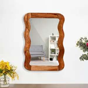 Elegant Handcrafted Rustic Wooden Wall <b>Mirror</b> with Natural Grain Frame Perfect for Farmhouse Vintage and Contemporary Home Decor - Product Image 6