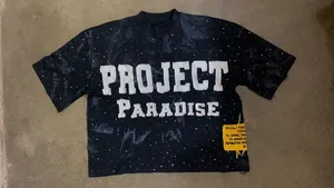 Camiseta corta de gran tamaño con apliques Vintage para hombre, camiseta de microfibra de manga corta con diamantes de imitación de alta calidad para hombre - Product Image 3
