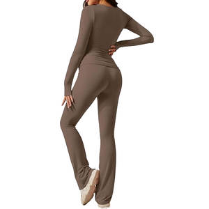 Nuevo chándal de moda para mujer, conjunto deportivo informal de 2 piezas, abrigo de manga larga con cremallera de Color sólido, pantalones cortos con cordón, secado rápido - Product Image 6