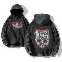 Anime Attack on Titan Hoodie Imprimé Hip Hop Manches Longues Casual Streetwear Acid Washed Hoodies Manga Print Sweatshirts Tops 2025