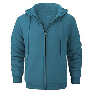Breathable Pakistan Manufacturer Winter Warm Fleece <b>Lined</b> <b>Hoodie</b> Plain Dyed Zipper-Up <b>Sherpa</b> Fleece 100% Cotton Hoodies - Product Image 6