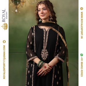 Lancement d'un fabricant de collections de costumes trois pièces en georgette à broderie lourde par Royal Export à Surat - Product Image 2