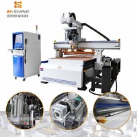 Máquina Fresadora CNC de 4 Ejes y un Solo Husillo Jinan M-shine para Muebles de Panel de Madera con Motor Servo ATC y Bomba de Engranajes