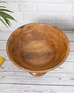Vente en gros de bols de service en bois de manguier de haute qualité faits à la main, grande assiette en céramique, bols à salade de fruits, table centrale pour chien - Product Image 6