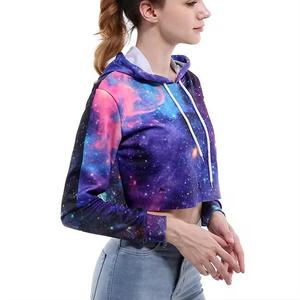 Haute qualité femmes épaule froide cravate teinture pull à capuche décontracté dames Sexy haut court pull à capuche - Product Image 6