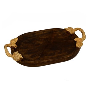 Prix usine nouveau Design plateau de service en bois de manguier avec poignée en métal plateau en bois pour Table basse bureau à domicile Restaurant - Product Image 2