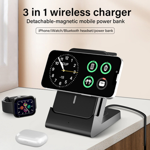 Đa Chức Năng 15W Sạc Không Dây Và Ngân Hàng Điện Điện Thoại Di Động Sạc <span class=keywords><strong>Dock</strong></span> Với Đồng Hồ Thông Minh Khung - Product Image 2