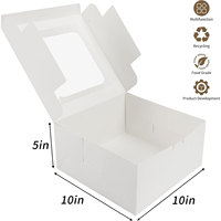 Boîtes à gâteaux 10x10x5 pouces, blanches, carrées, en carton, avec fenêtre transparente, pour gâteaux, pâtisseries, chocolats, biscuits, tartes, fête des mères