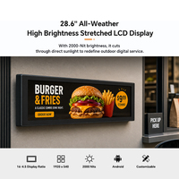Moniteur TFT étiré OEM IP65 28,6 pouces 1920x540 pour affichage publicitaire extérieur sur fenêtre de commande de café