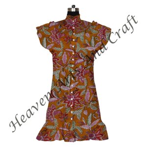 Top corto sin mangas con estampado de bloques de algodón, Vintage túnica de estilo, camiseta sin mangas de verano para mujeres y niñas, ropa informal de longitud corta - Product Image 1