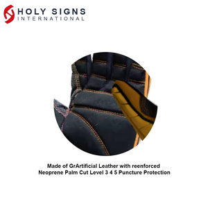 Guantes de impacto de trabajo de campo petrolífero de cuero sintético anticorte de color amarillo, guantes de montaje de trabajo resistentes, guantes de aparejo antivibración - Product Image 2