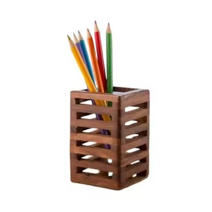 Porte-stylo en bois marron porte-crayon organisateur de bureau pour la décoration de Table de bureau à domicile pour les articles cadeaux de salon - Product Image 6