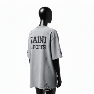 T-shirt oversize pour femme en jersey de coton lourd premium 240 GSM, gris délavé, impression sérigraphique, logo personnalisé, t-shirt en coton pour femme - Product Image 4