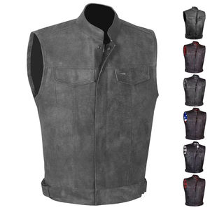 High Quality Customized Men's <b>Leather</b> Vest Stylish Breathable <b>Biker</b> Fashion <b>Waistcoat</b> for Men Women Casual for Winter Motorbike - Product Image 5