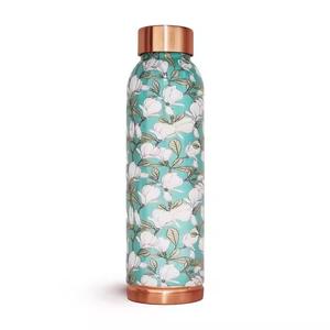 Botella de agua de cobre puro impresa con pegatina de estilo Floral disponible para bebidas con tamaños personalizados botella de beneficios para la salud para la venta - Product Image 6