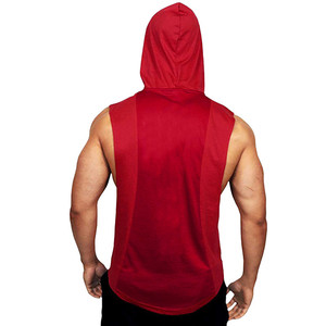 Camiseta deportiva sin mangas para hombre, venta al por mayor, entrenamiento muscular, chaleco deportivo transpirable suelto con capucha, camiseta sin mangas para hombre - Product Image 2