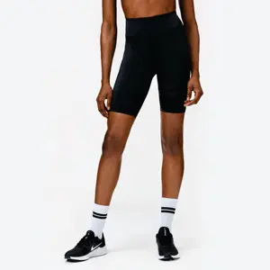 Hoge Taille Squat Proof Zak Aan De Achterkant Glanzende Stof 85% Polyamide 15% Elastaan Eenheid Zwart Glanzende Fietsbroek