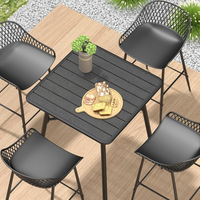 Ensemble table et chaises de restaurant commercial en acier inoxydable industriel moderne, durable, polyvalent, facile à assembler, utilisation intérieure/extérieure