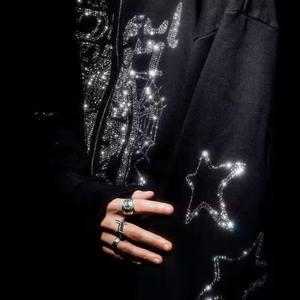 Sudadera con Capucha de Forro Polar para Hombre, Invierno, Transpirable, con Cierre, Talla Grande, Manga Larga, con Pedrería, Impresión Digital y Bordado de Cristales 2025 - Product Image 5