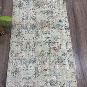 Turkish 2.8x10.6 ft Rug, <b>Runner</b> Vintage Rug, Brown <b>Green</b> Moroccan Wool Rug - Product Image 3