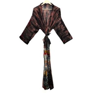 Women's Tie-Dye Thermal Kimono Sexy Bikini Cover Ups Cotton <b>Cardigan</b> & Beachwear for Summer for Bridesmaids & Sleepwear - Product Image 1