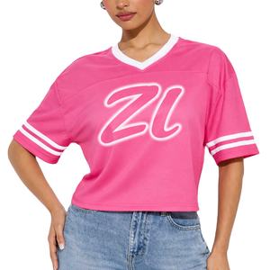 Jersey de Fútbol Americano Personalizado en Malla Rosa para Mujer, Estilo Holgado, Transpirable, Hip Hop, Uniforme de Juego, Moda Y2K - Product Image 1
