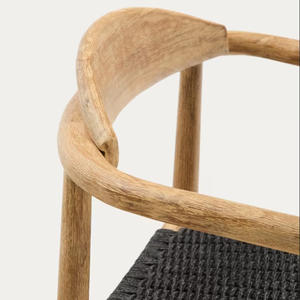 Chaise de salle à manger moderne avec cadre en teck massif et siège en corde tressée, imperméable, pour appartement et villa, utilisation intérieure/extérieure - Product Image 5