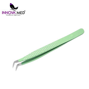 Pince à épiler professionnelle pour extensions de cils, vert clair, en acier inoxydable, pince à épiler de précision pour cils, outils de salon de beauté - Product Image 5